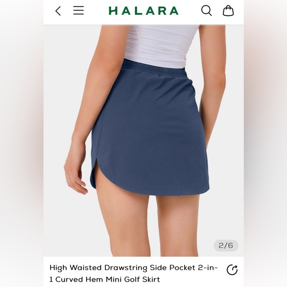 NWT High Waisted Drawstring Side Pocket 2-in-1 Curved Hem Mini Golf Skirt - Picture 5 of 10